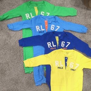 Polo by Ralph Lauren Kids Long Sleeve Polos - Green, Blue, Yellow